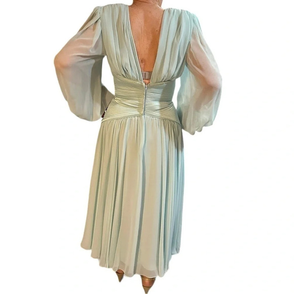 BETTY RUBIN 🇨🇦 sheer maxi dress sateen,pleated,evening,glam,feminine,romantic EC - Picture 4 of 14